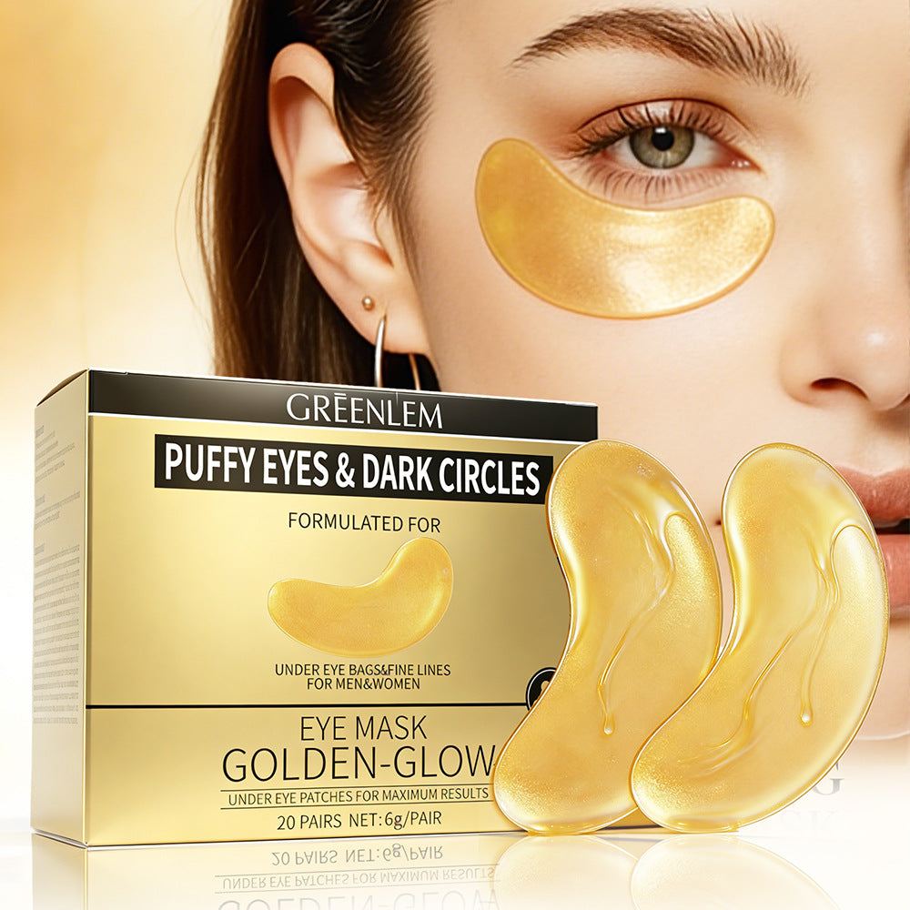 Collagen eye mask gold and black hydrating anti-wrinkle sheet masks displayed in open packaging