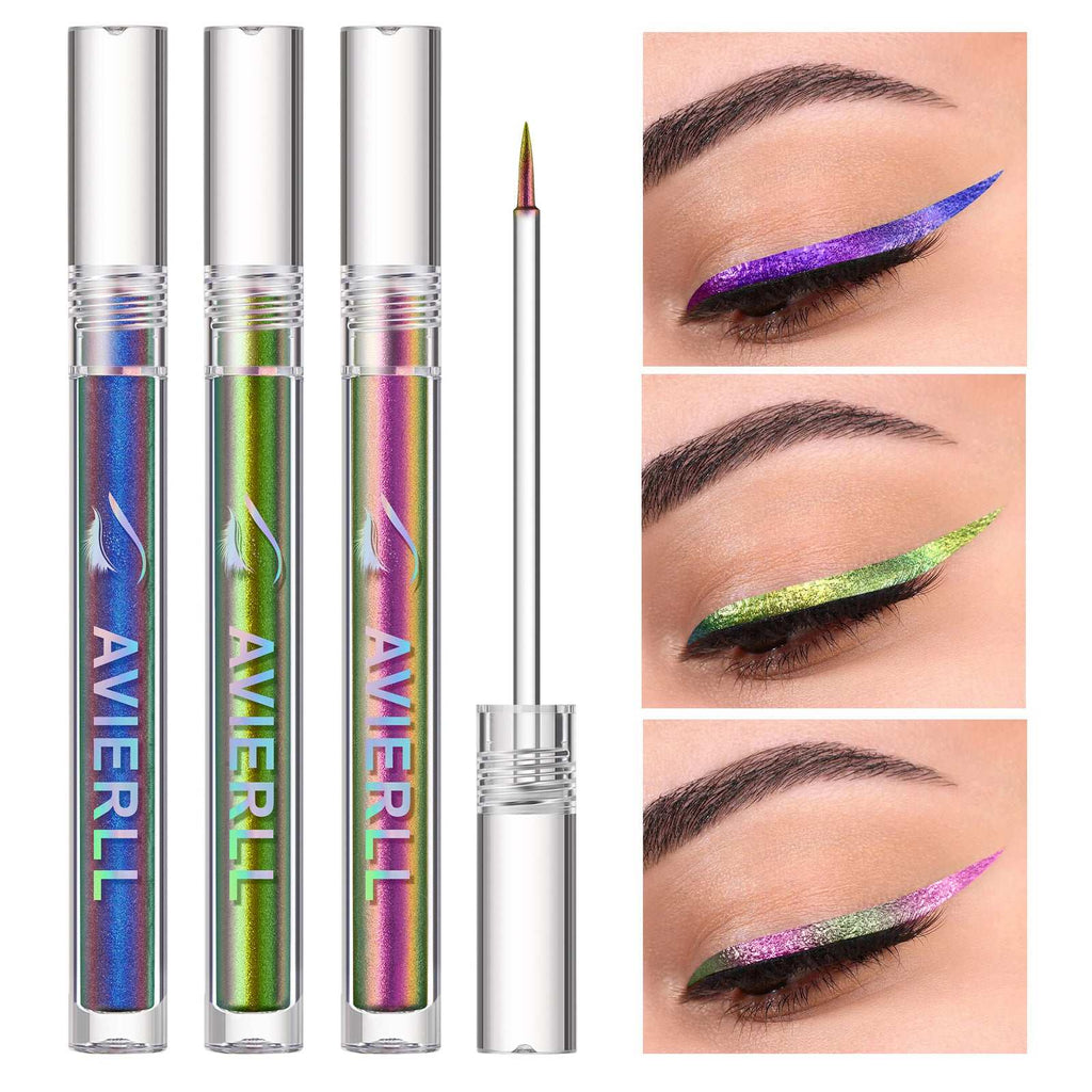 Chameleon liquid eyeliner with waterproof, smudge-proof formula and fine-tip applicator showing color-shifting effect